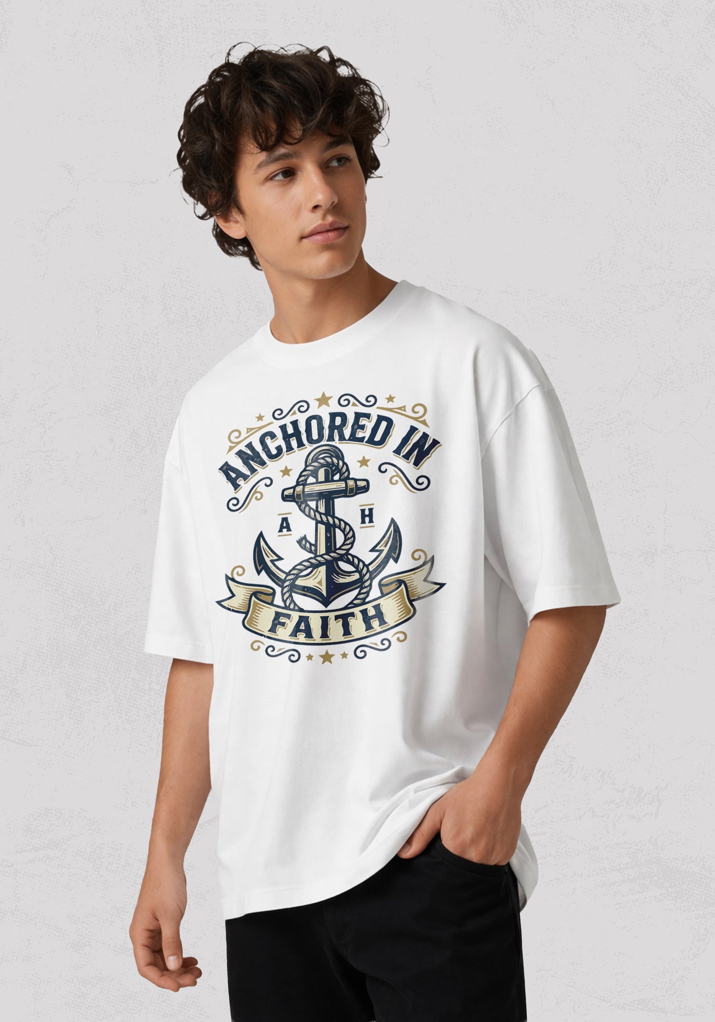 Unisex organic oversized high neck t-shirt